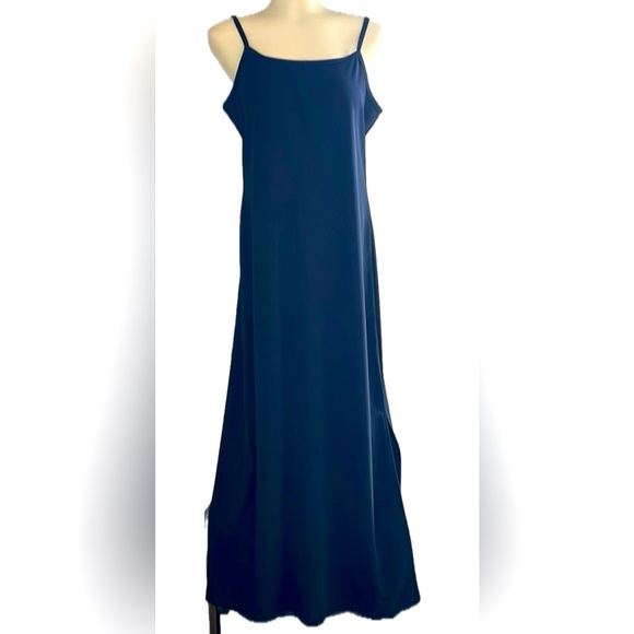 AGB Dresses & Skirts - AGB  Blue  Slip Dress ,Sleek ,Straight and slit   spaghetti straps.